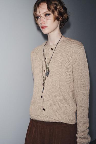 RUSTIKALE STRICKJACKE - SAND/BRAUN von Zara