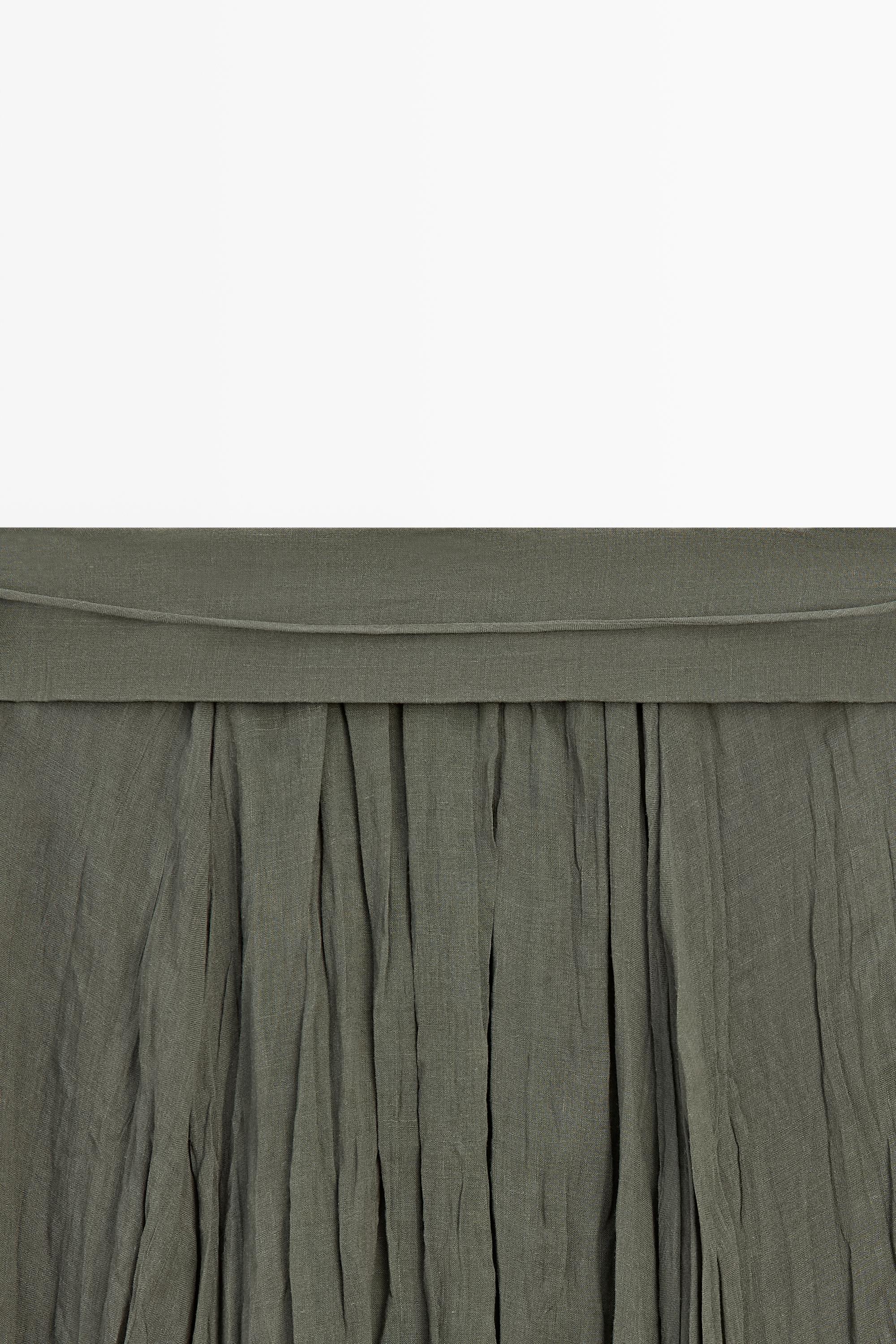 Ramie blend midi skirt with gathered detail