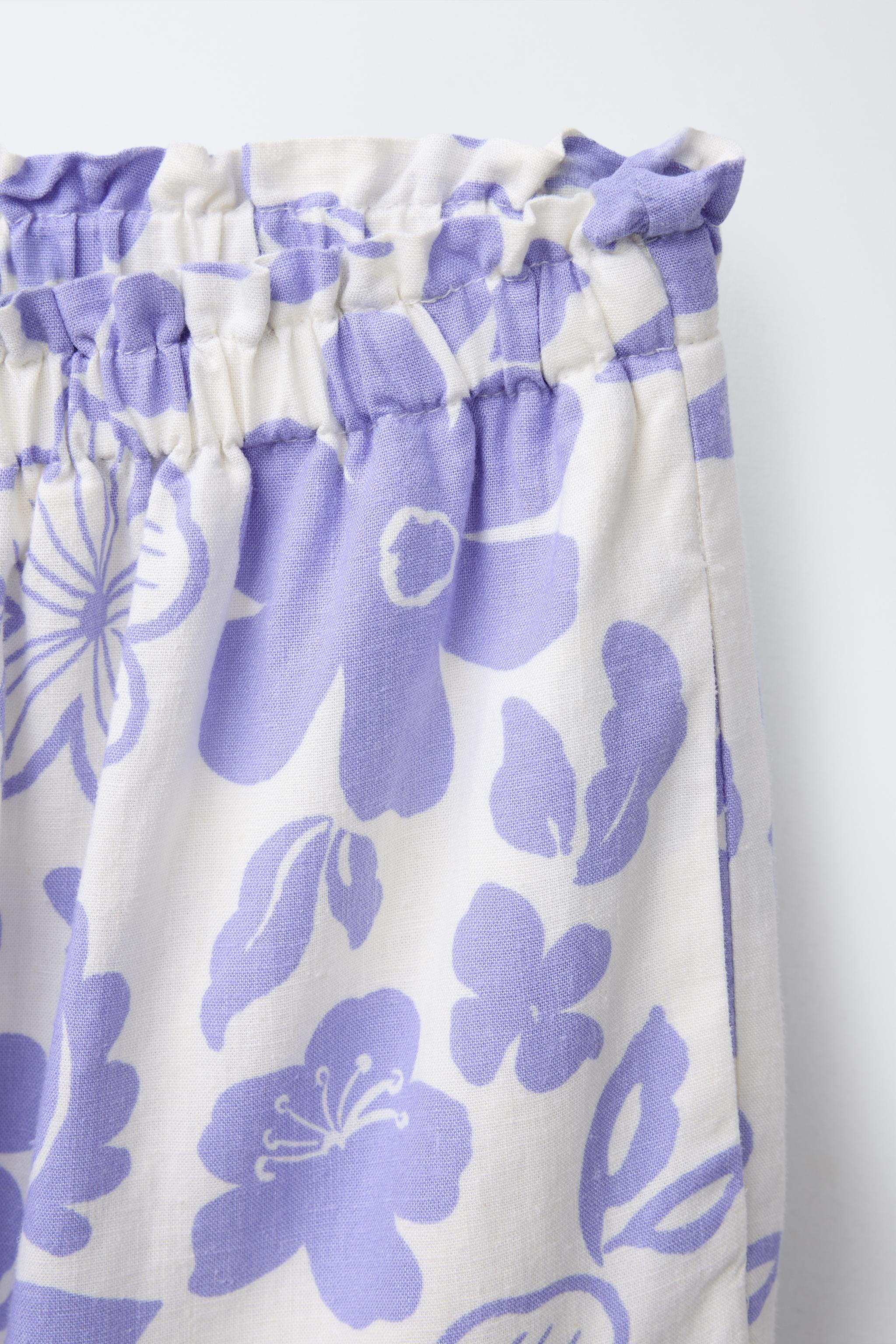 PRINTED STRAIGHT-LEG LINEN PANTS