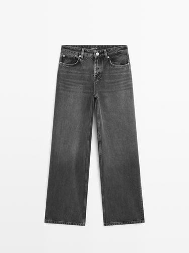 Jeans barrel fit tiro alto - Gris Antracita de Zara
