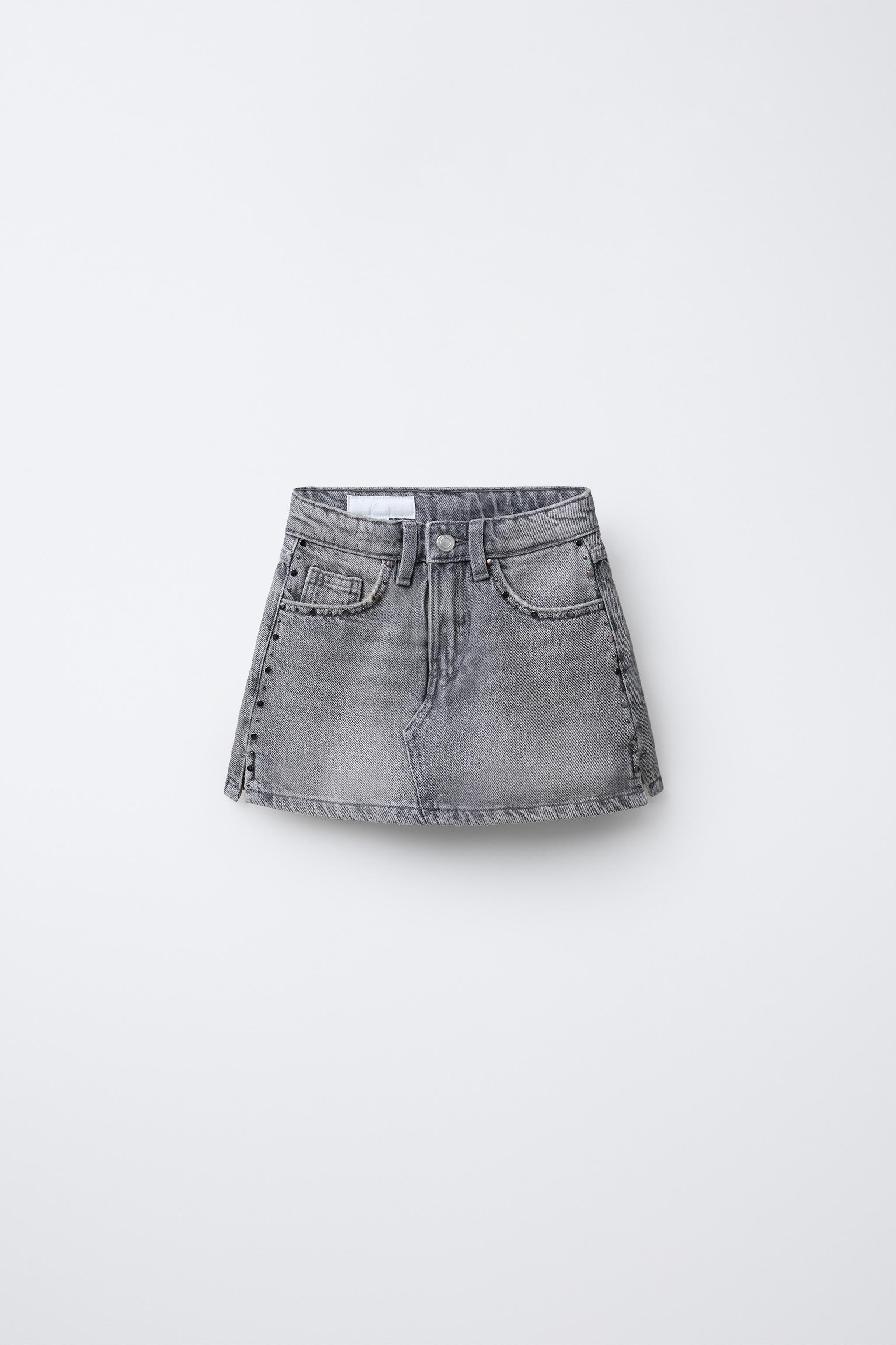 STUDDED DENIM SKORT - Stone | ZARA United States