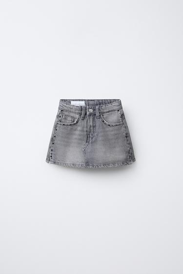 STUDDED DENIM BERMUDA SKORT - Stone by Zara