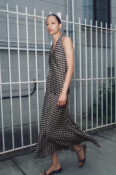 ZW COLLECTION HALTER POLKA DOT DRESS - Brown by Zara - Image 6
