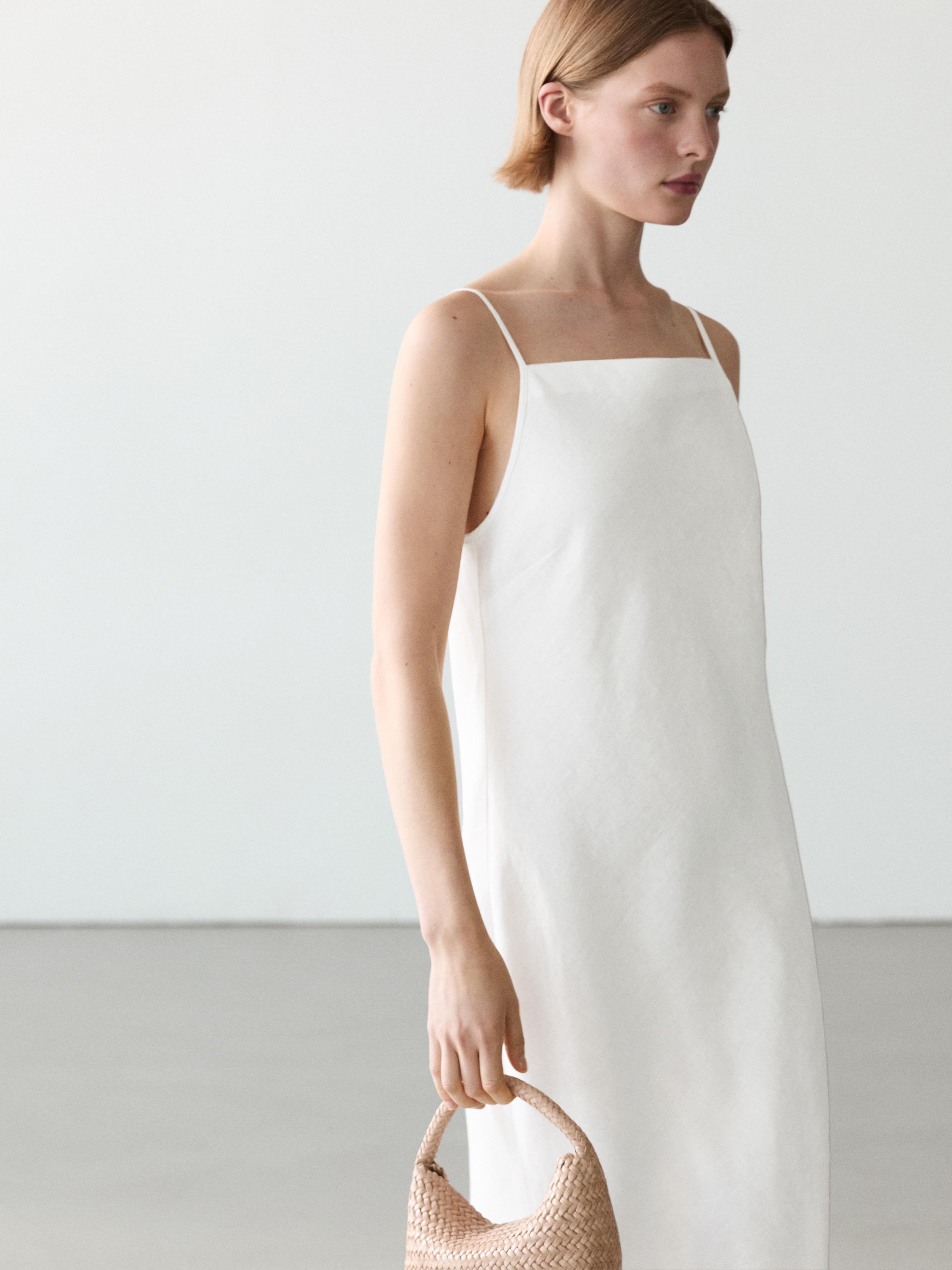 Robe midi encolure droite 100 % lin