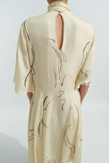 ZW COLLECTION PRINTED DRESS WITH TIES - Yellow by Zara