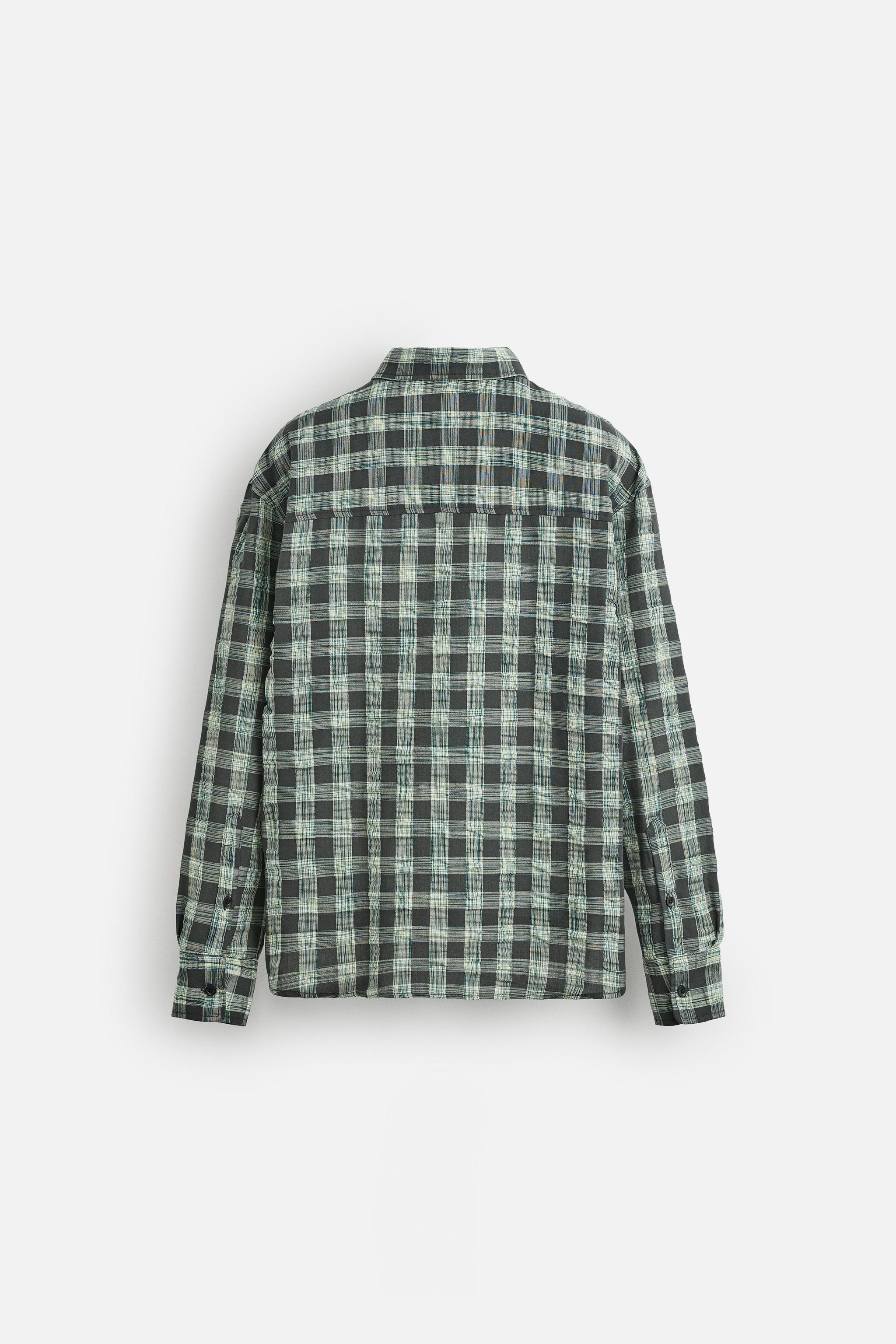 WRINKLE EFFECT PLAID SHIRT - Green / Blue | ZARA United States