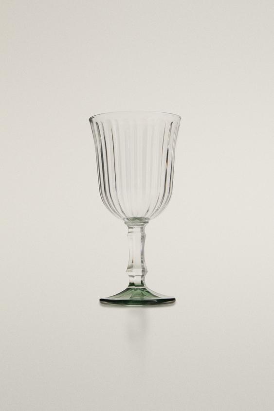 GLASS WITH RAISED DESIGN AND COLOURED BASE - Green by Zara - Image 0