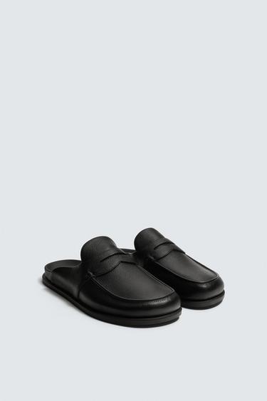 КОЖАНЫЕ САБО С ПЛАНКОЙ — Черный от Zara