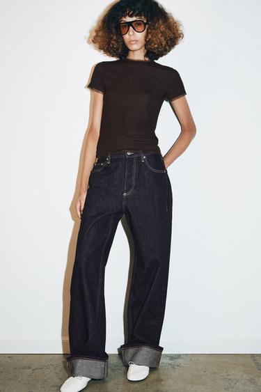 تيشرت ممزوج بالتول - بني شيكولاته الخاص بـ Zara