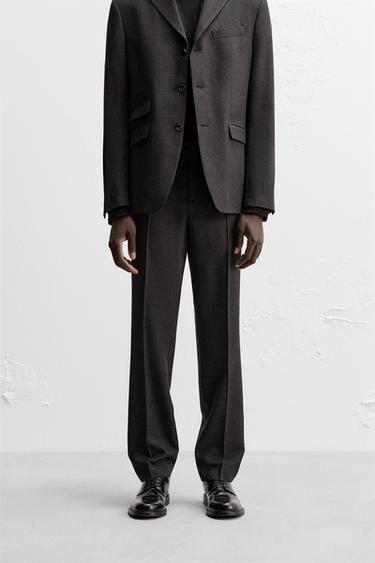 Zara 100% WOOL SUIT PANTS - Anthracite grey