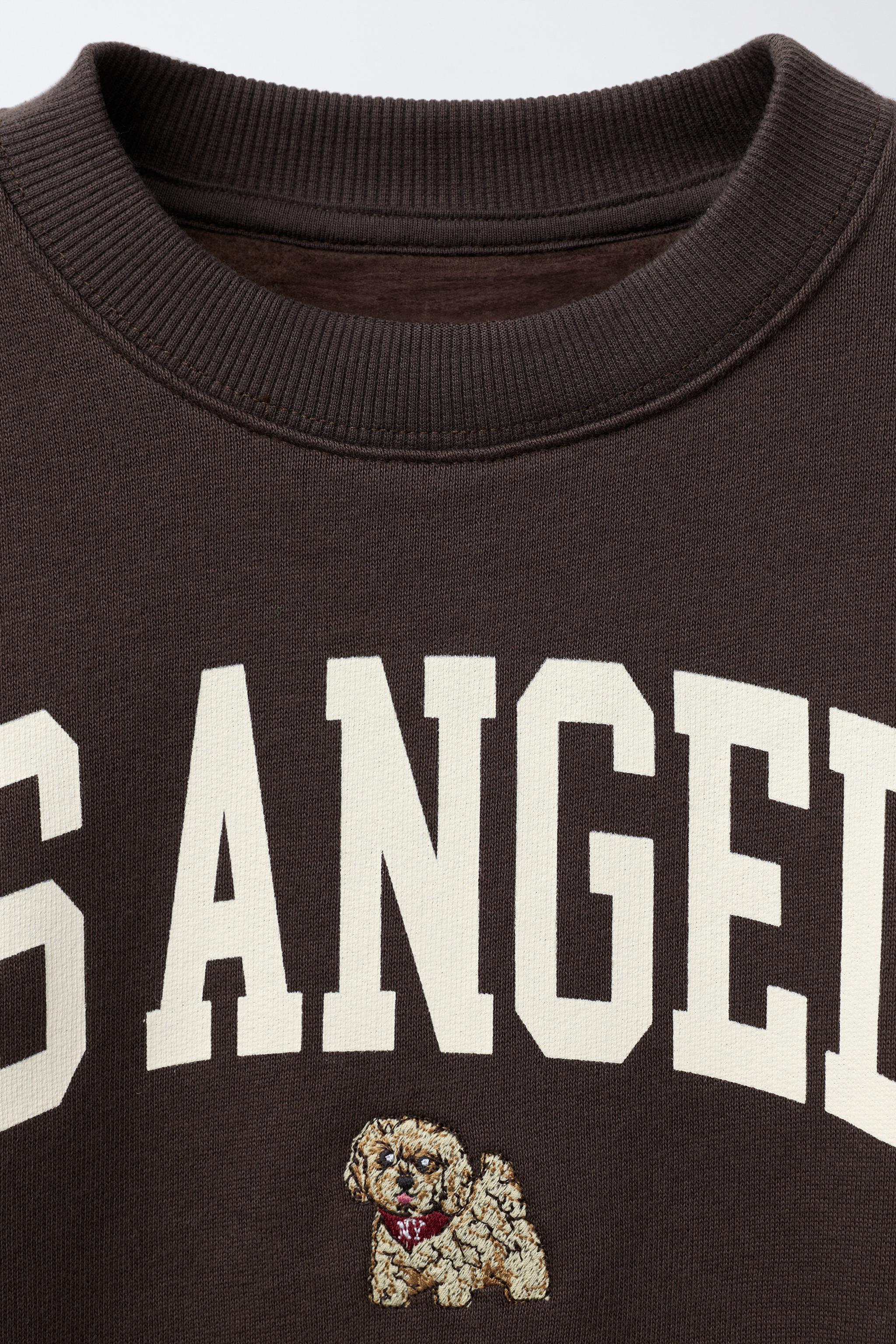 EMBROIDERED PUPPY TEXT SWEATSHIRT