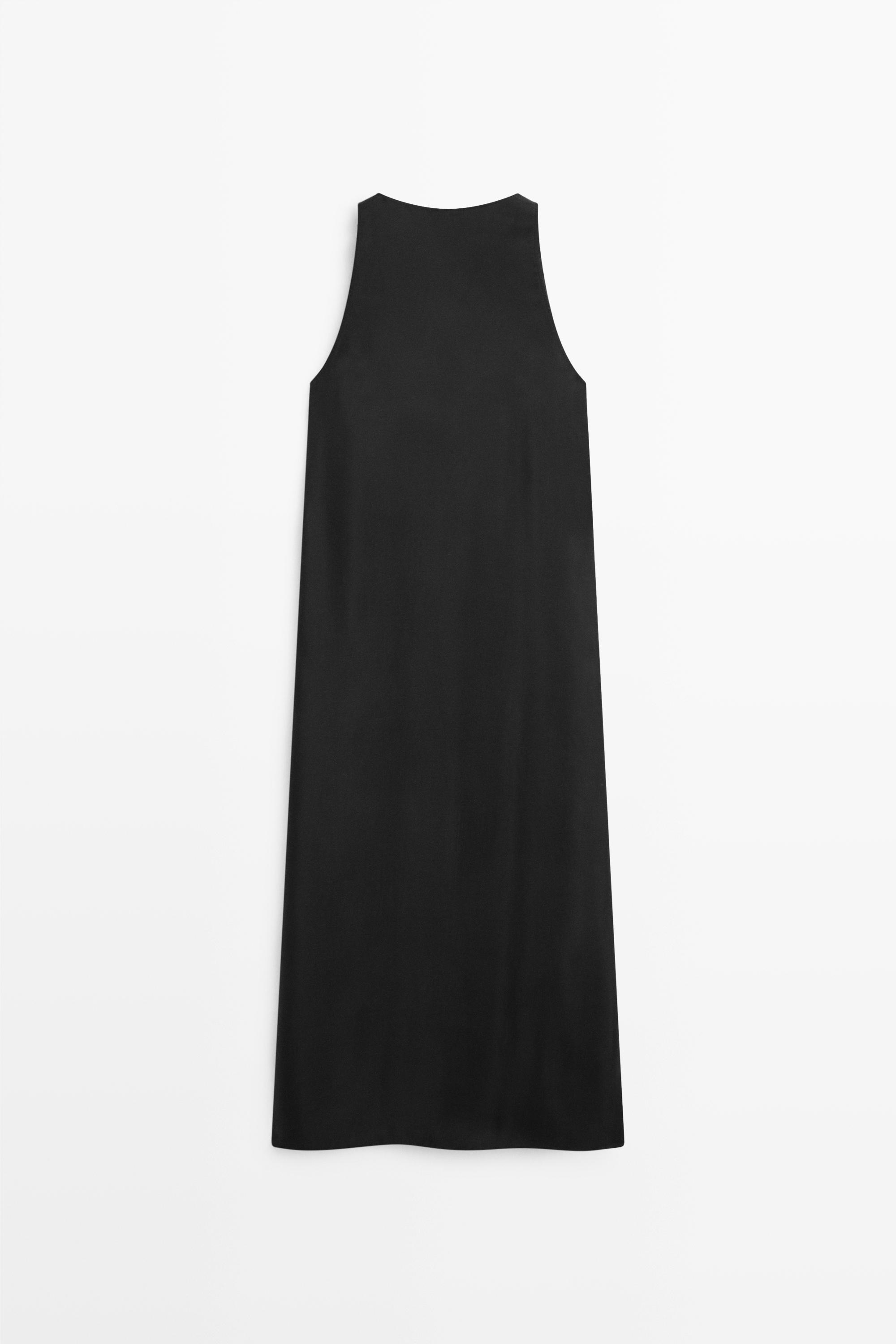 Flowing midi dress with round neckline