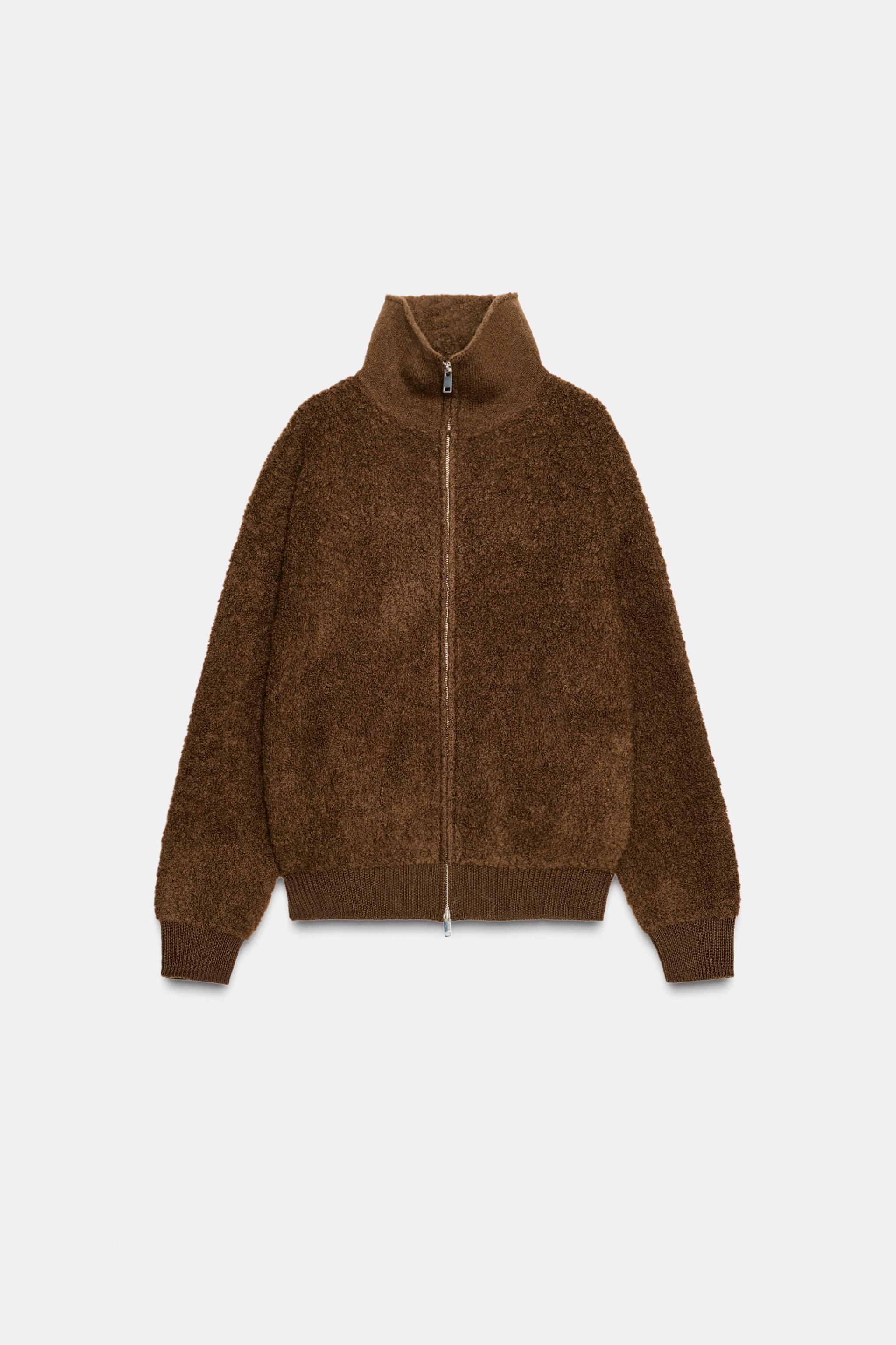 100% BOUCLÉ WOOL BOMBER JACKET - Chocolate | ZARA United States