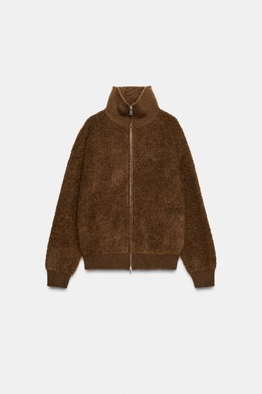 BOUCLÉ-BOMBERJACKE AUS 100 % WOLLE - Braun von Zara