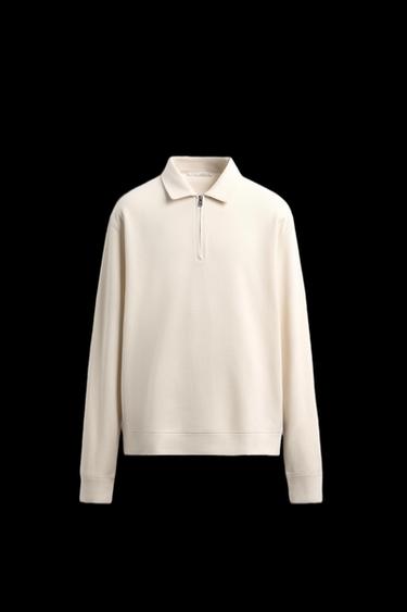 POLOSHIRT MIT STRUKTURMUSTER UND REISSVERSCHLUSS - Cremefarben von Zara - Bild 0