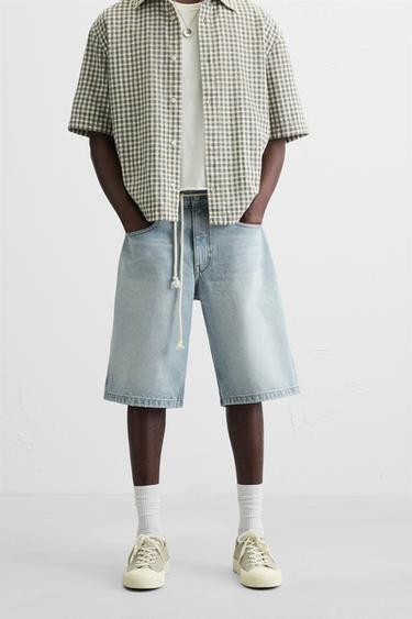 DENIM-BERMUDASHORTS IM BAGGY-FIT MIT VERWASCHENER OPTIK - Hellblau von Zara