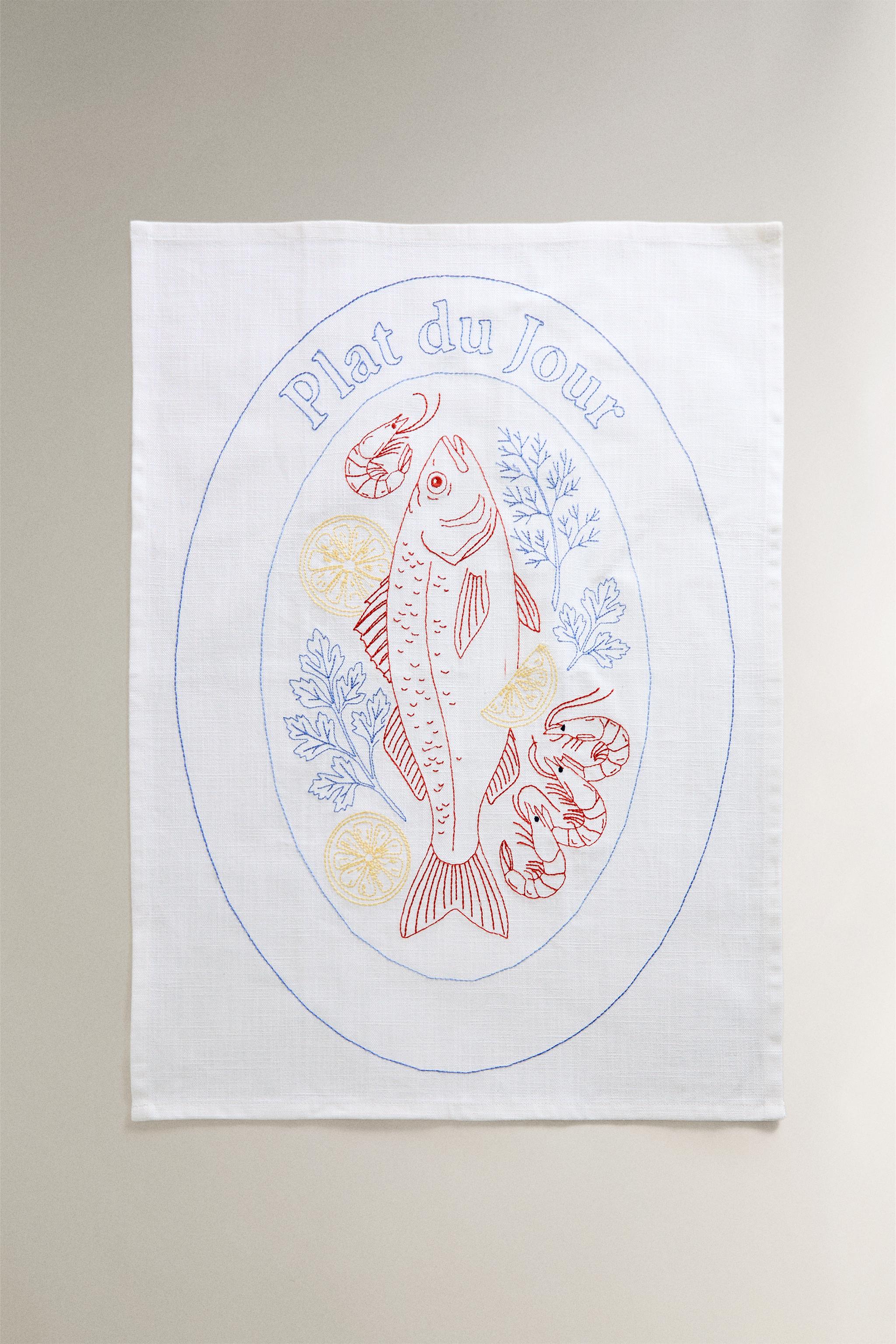 TORCHON CUISINE ASSIETTE POISSON