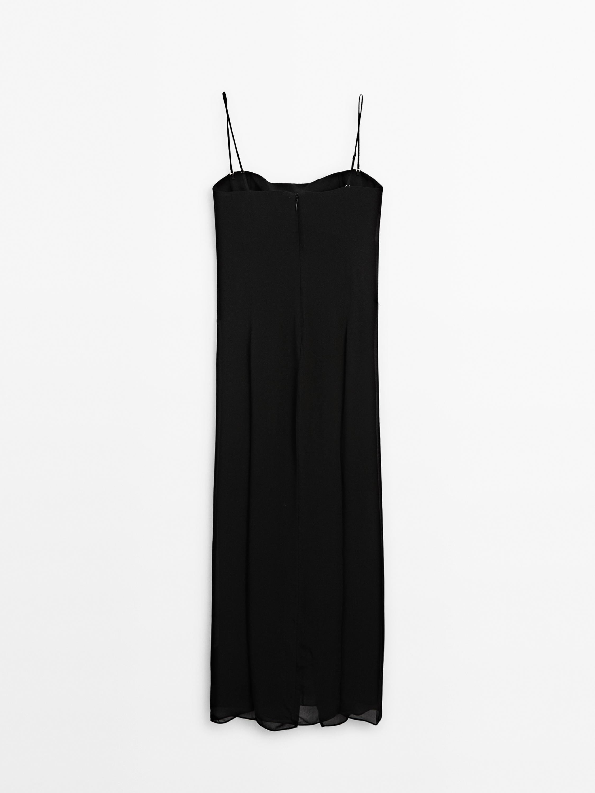 Strappy dress with slit detail - Studio - Black | ZARA United States