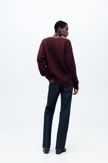 GILET EN MAILLE DOUCE UNI - Bordeaux de Zara - Image 3