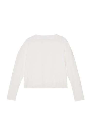 LONG SLEEVE CROPPED FIT T-SHIRT - Oyster-white by Zara - Image 3