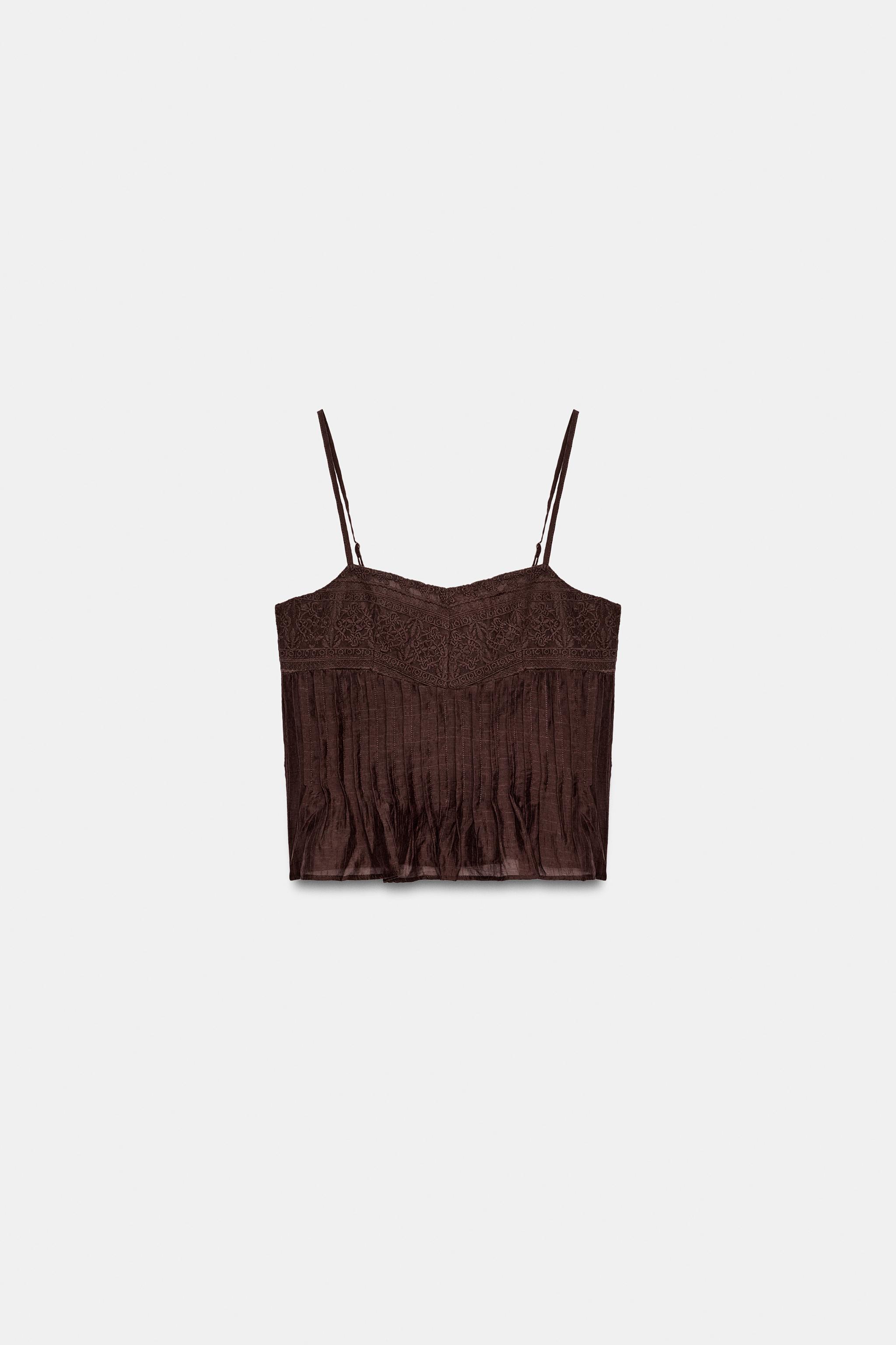 EMBROIDERED STRAPPY TOP - White | ZARA India