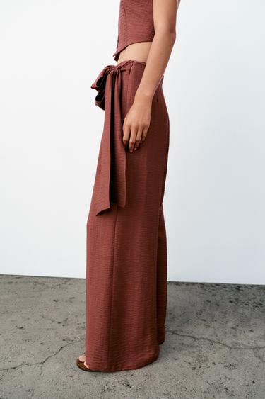 PANTALON PARÉO NŒUD - brique foncée de Zara - Image 4