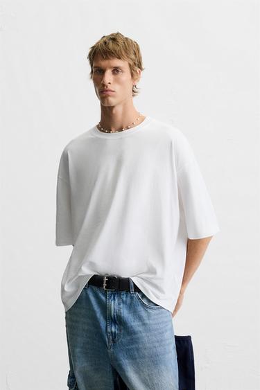 Zara 基本款寬鬆版T恤 - 磨白色