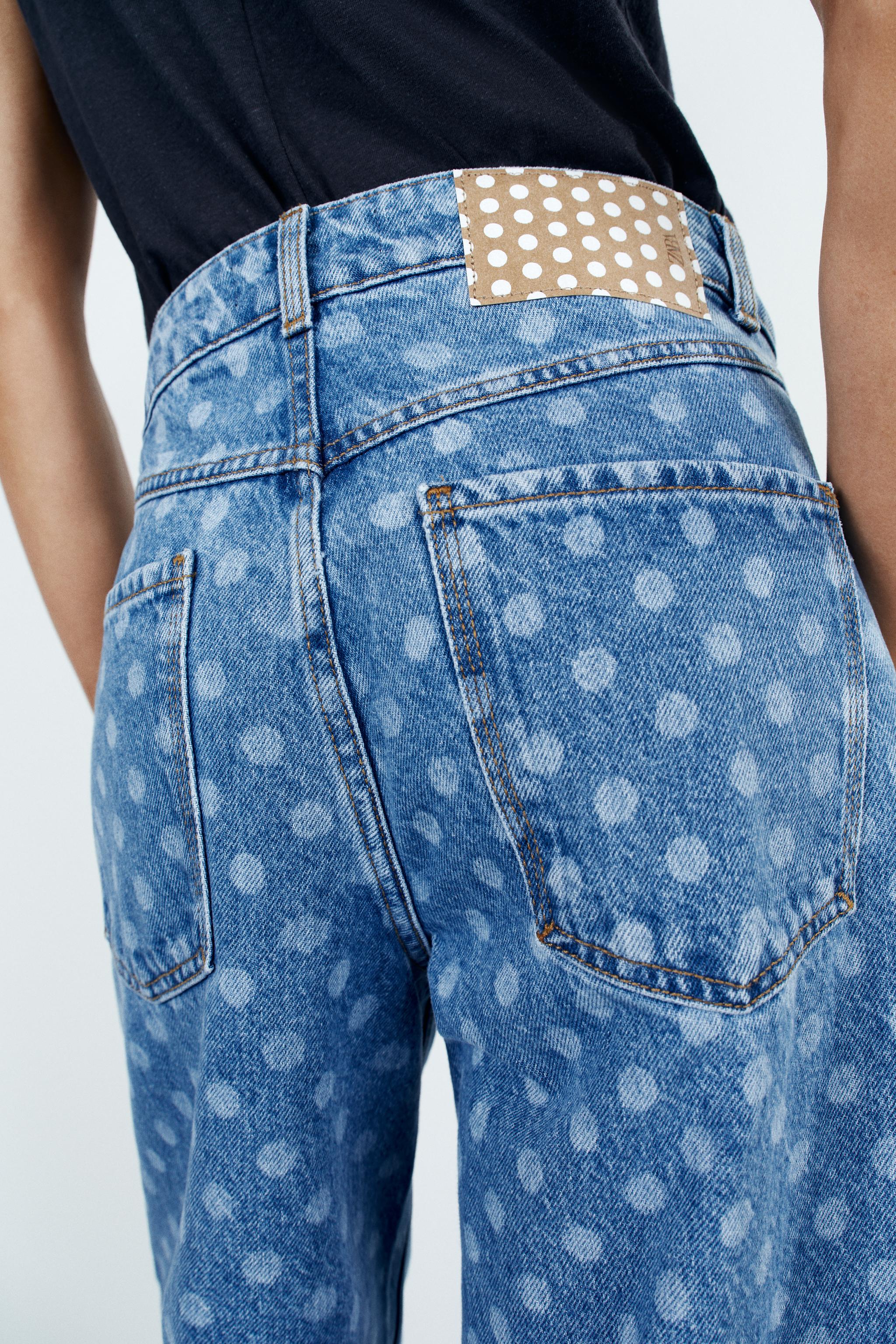 Zara Z1975 Yüksek Bel Puantiyeli Culotte Jean görsel 7
