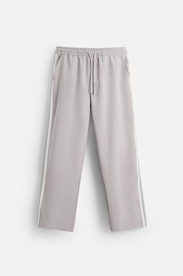 PANTALÓN RELAXED FIT BANDAS CONTRASTE - Gris de Zara