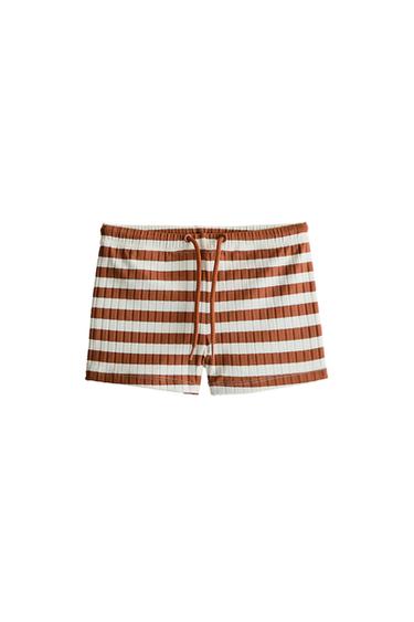 키즈 스트라이프 버뮤다 비치 스윔수트 - Zara 테라코타