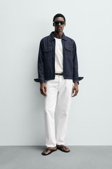 DENIM OVERSHIRT WITH ZIP - Indigo by Zara