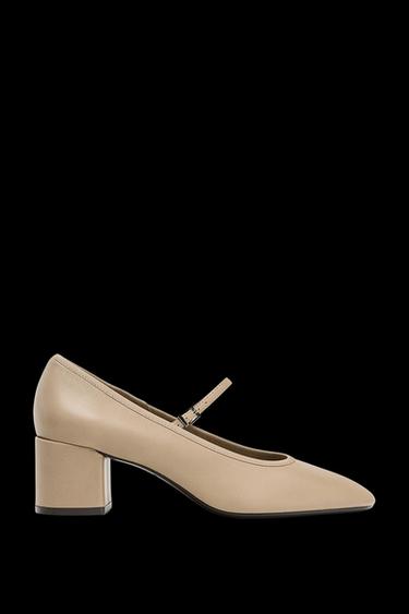 LEATHER STRAPPY HEELED SHOES - Ecru White by Zara
