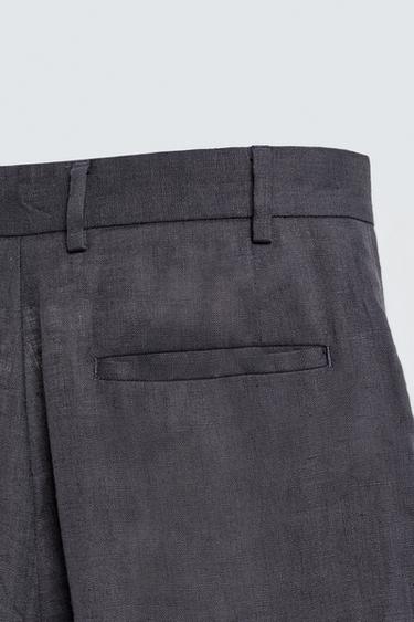 100% LINEN SUIT TROUSERS - Dark grey by Zara - Image 8