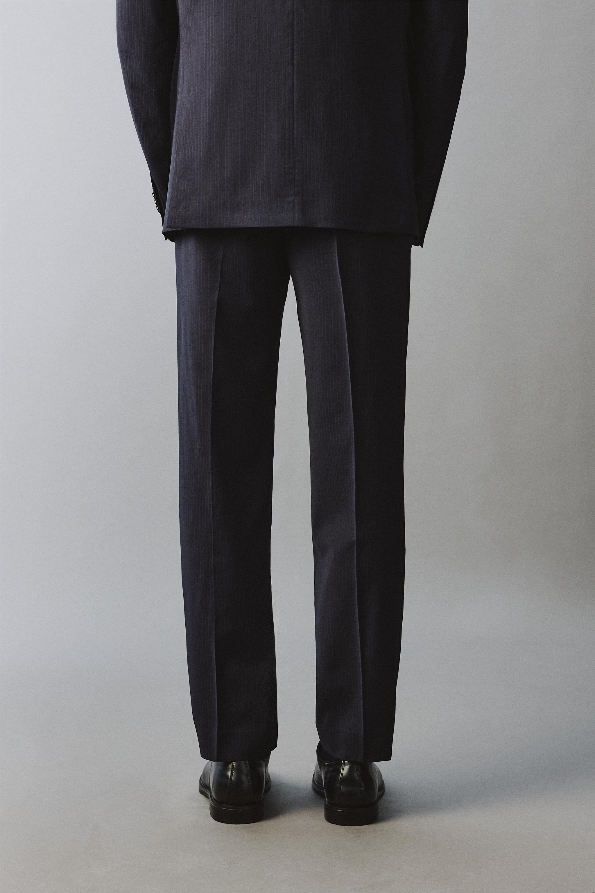 100% WOOL PINSTRIPE SUIT PANTS
