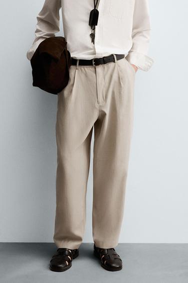 FLOWING PLEATED TROUSERS - Light beige by Zara