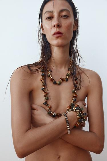 PACK OF 2 WOODEN NECKLACES - Brown by Zara