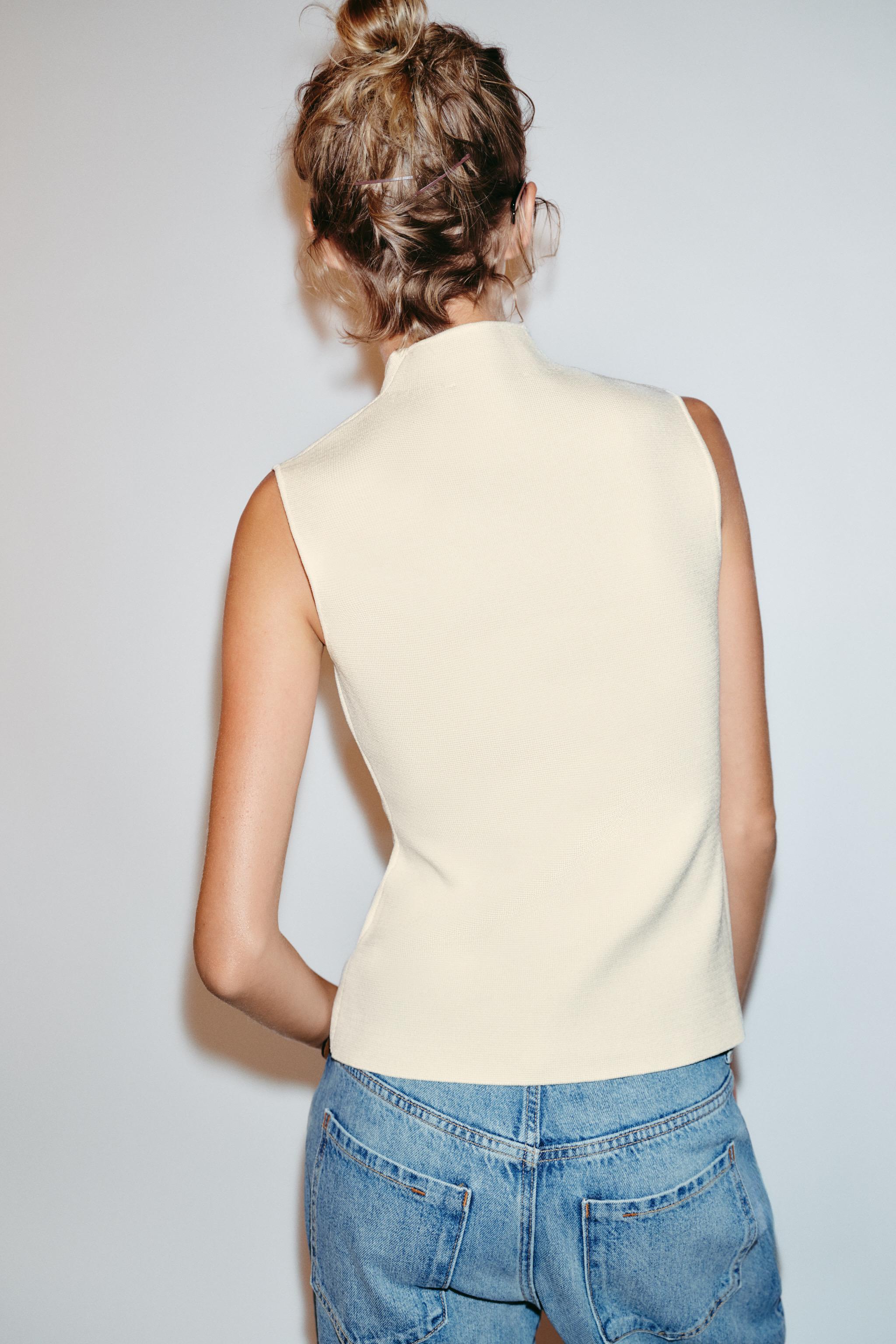 KNIT VEST TOP WITH COVERED BUTTONS