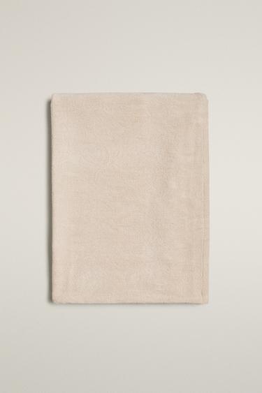 Zara CHENILLE JACQUARD BLANKET - Ecru