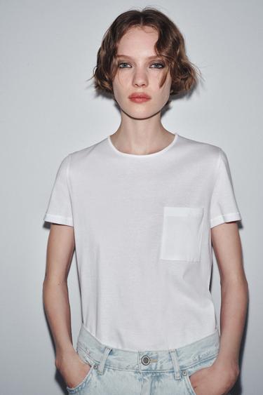 Zara MERCERIZED COTTON T-SHIRT - White