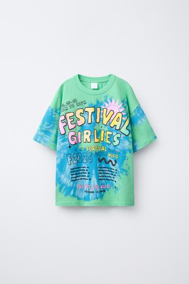 TIE-DYE TEXT T-SHIRT - Multicoloured by Zara