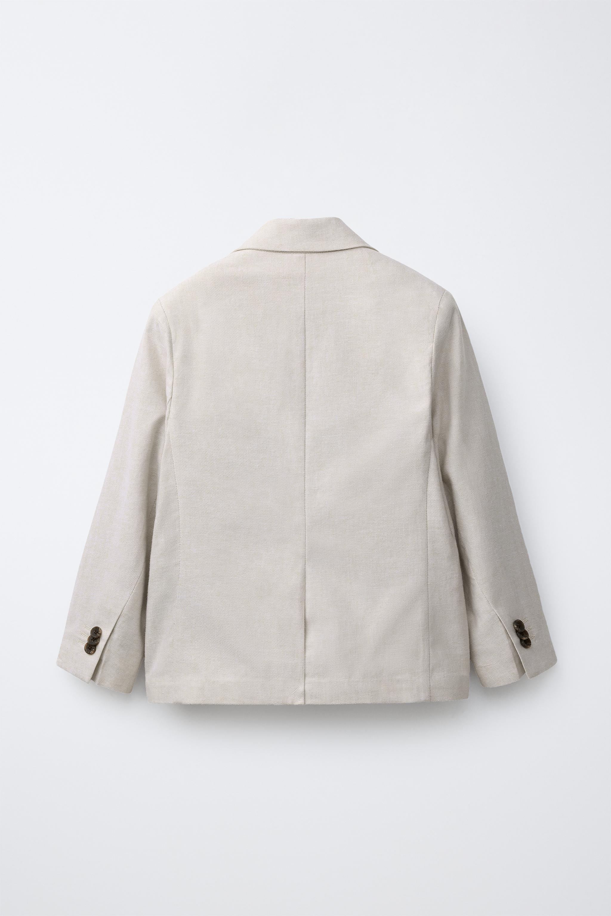 Детские куртки Zara COTTON AND LINEN BLEND SUIT JACKET — фото 3
