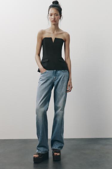 Zara STRAPLESS TOP - Black - Image 0