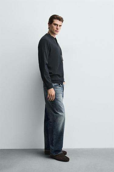 TEXTURED HENLEY T-SHIRT - Navy blue by Zara - Image 3