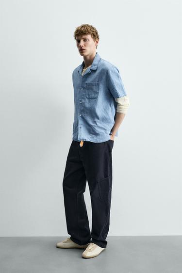 CHEMISE RELAXED FIT 100% LIN INDIGO - Indigo de Zara - Image 3