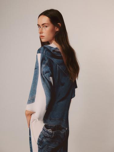 LIMITED EDITION DENIM PRINT DRESS - Blue/White by Zara