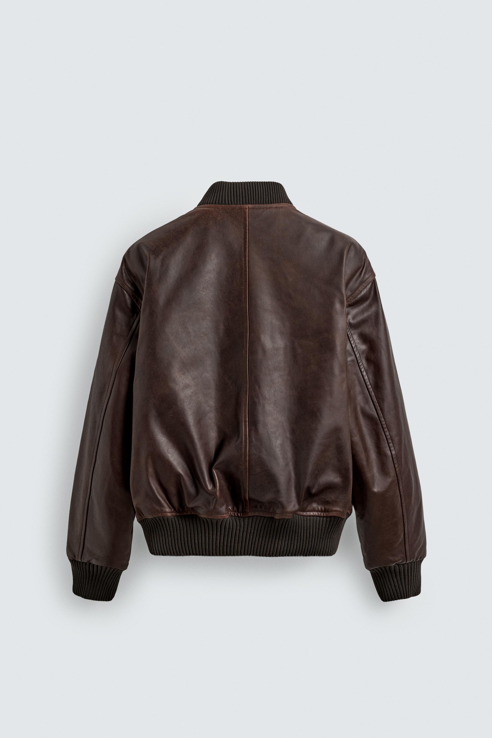 WAXED LEATHER BOMBER JACKET