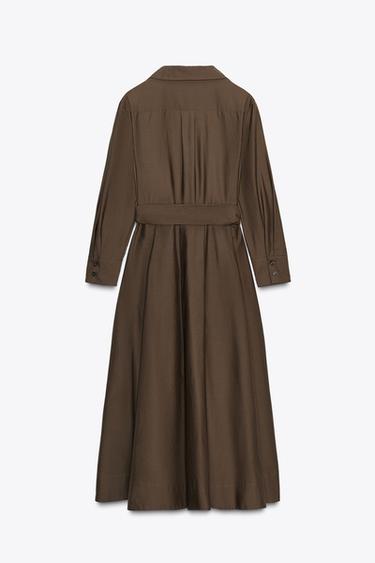 ROBE-CHEMISE EN POPELINE ZW COLLECTION - Kaki foncé de Zara - Image 7