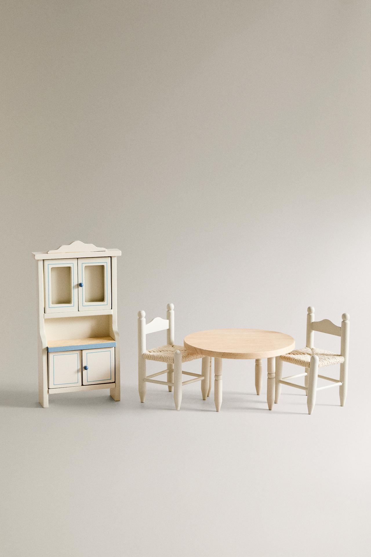 KIDS' DOLL HOUSE DINING ROOM TOY SET — Cream