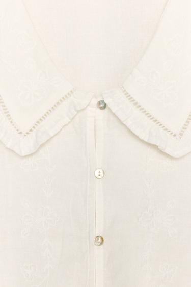 EMBROIDERED TOP WITH PETER PAN COLLAR - Oyster-white by Zara - Image 3
