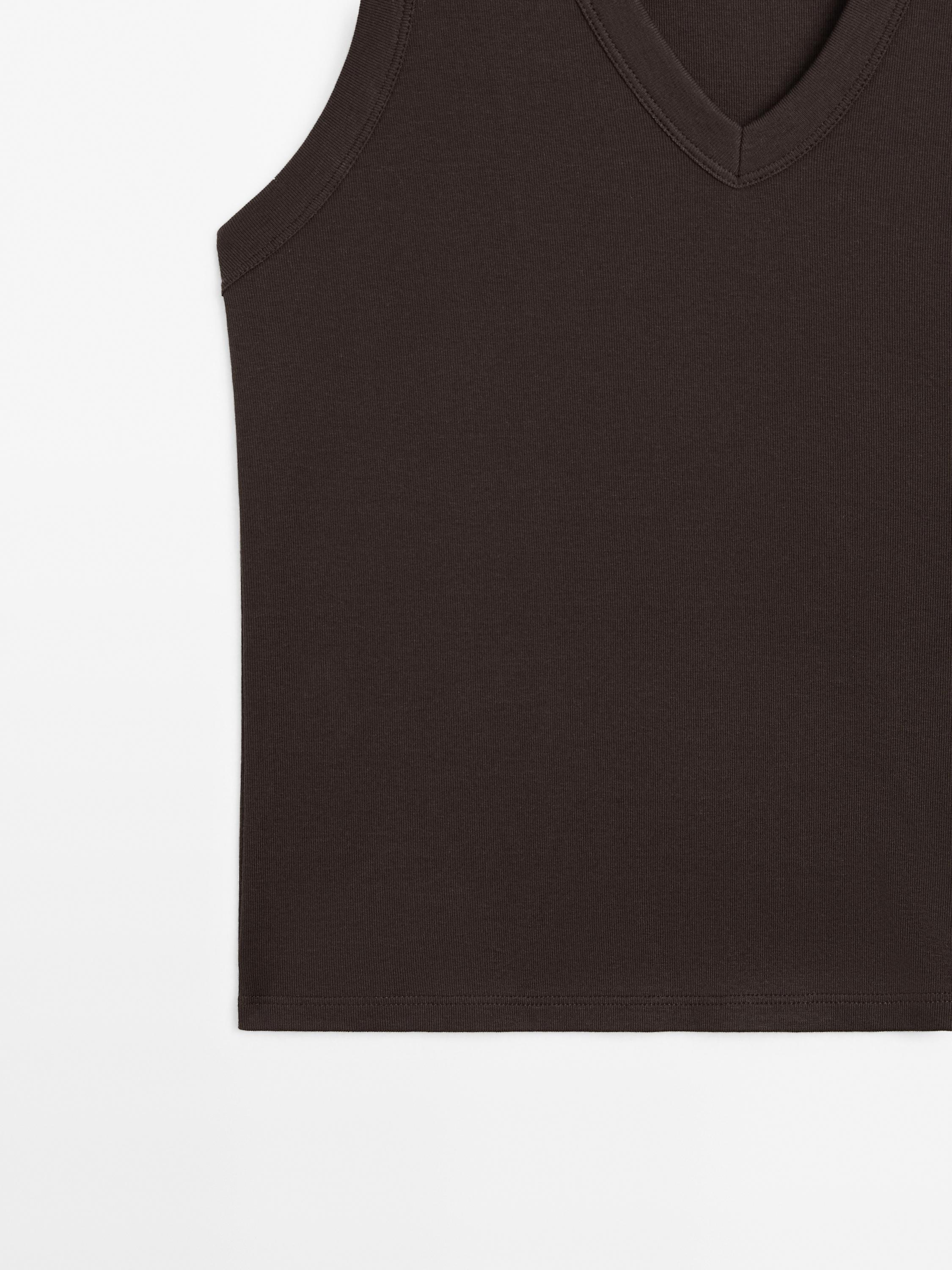 Mercerised cotton V-neck T-shirt